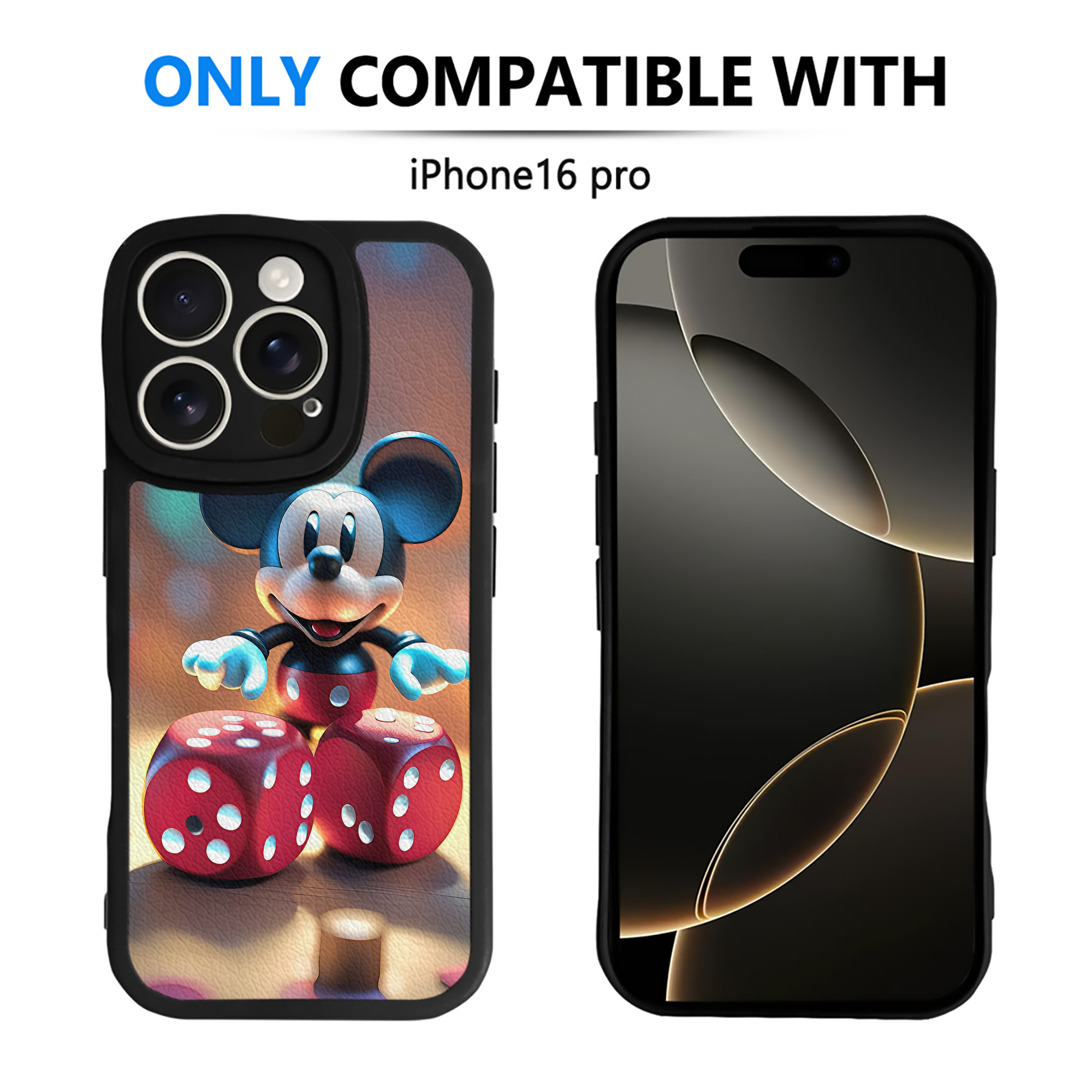 （画像用） ミッキーマウス Mickey Mouse 【iPhone 16シリーズ対応】シリコンスマホケース（レザー調） 材質：シリコン